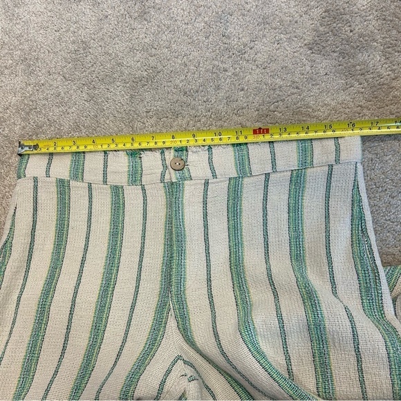 Zara tan beige green striped rustic boho The Beth Pant Sz L NWT high rise - Picture 12 of 15